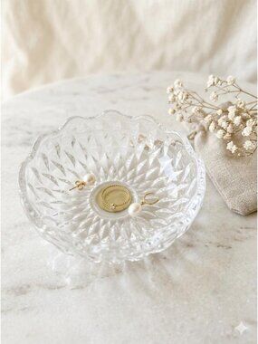 Cristal d'Arques France Lead Crystal Trinket Dish Diamond Cut Scalloped Edge
